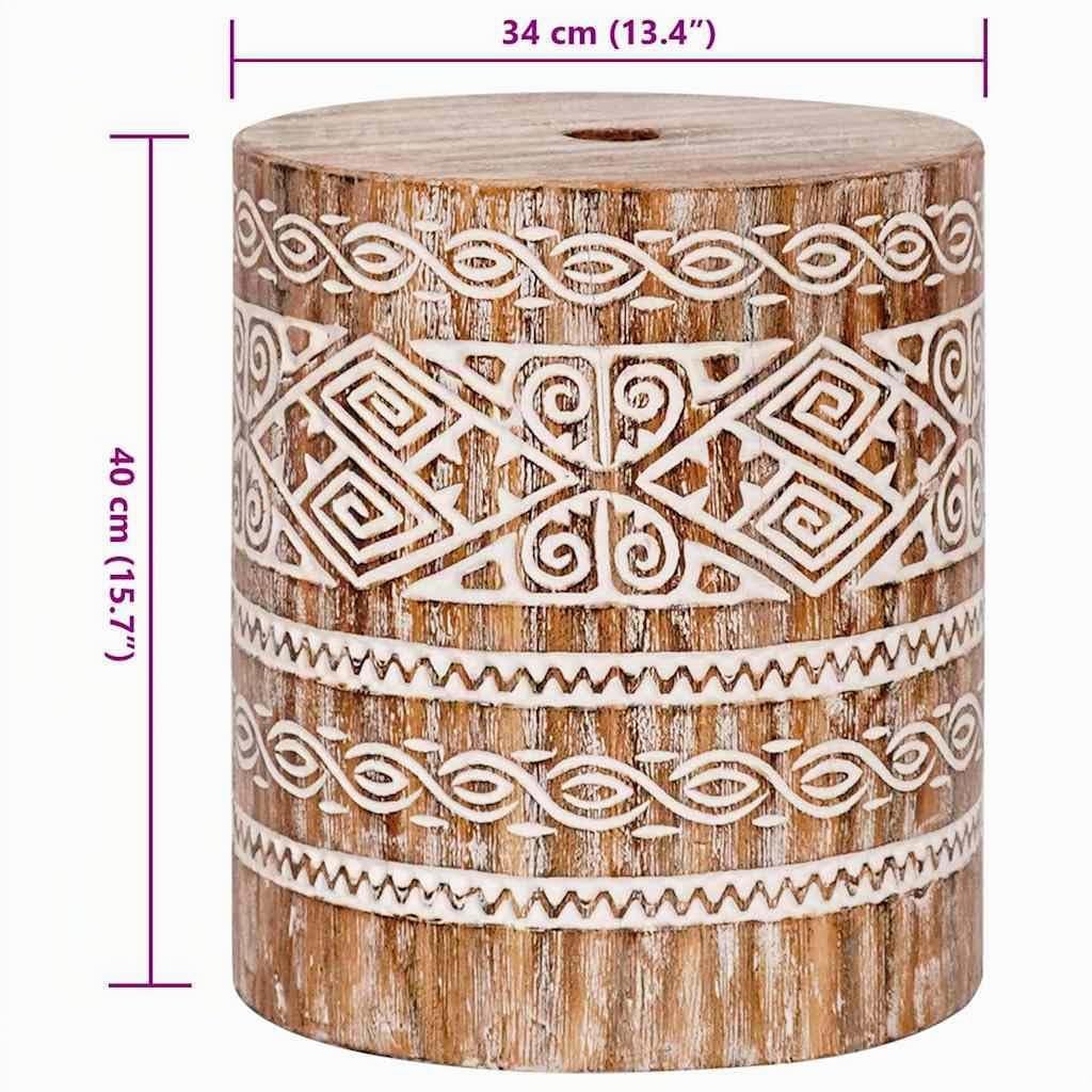vidaXL Pied de Parasol 23 kg Blanc lavé Bois Massif Cylindrique