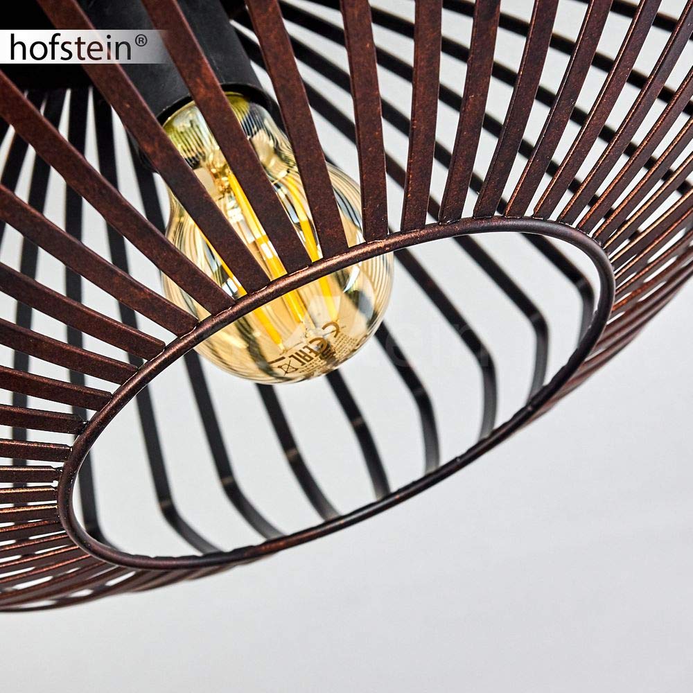 HOFSTEIN Deckenleuchte Wemude, Deckenlampe aus Metall, Lampe für Wohnzimmer, Schlafzimmer, Schwarz/Kupfer, 1-flammig, E27-Fassung, Lichteffekt durch Gitter-Optik, Modern, Retro, Durchmesser 40 cm