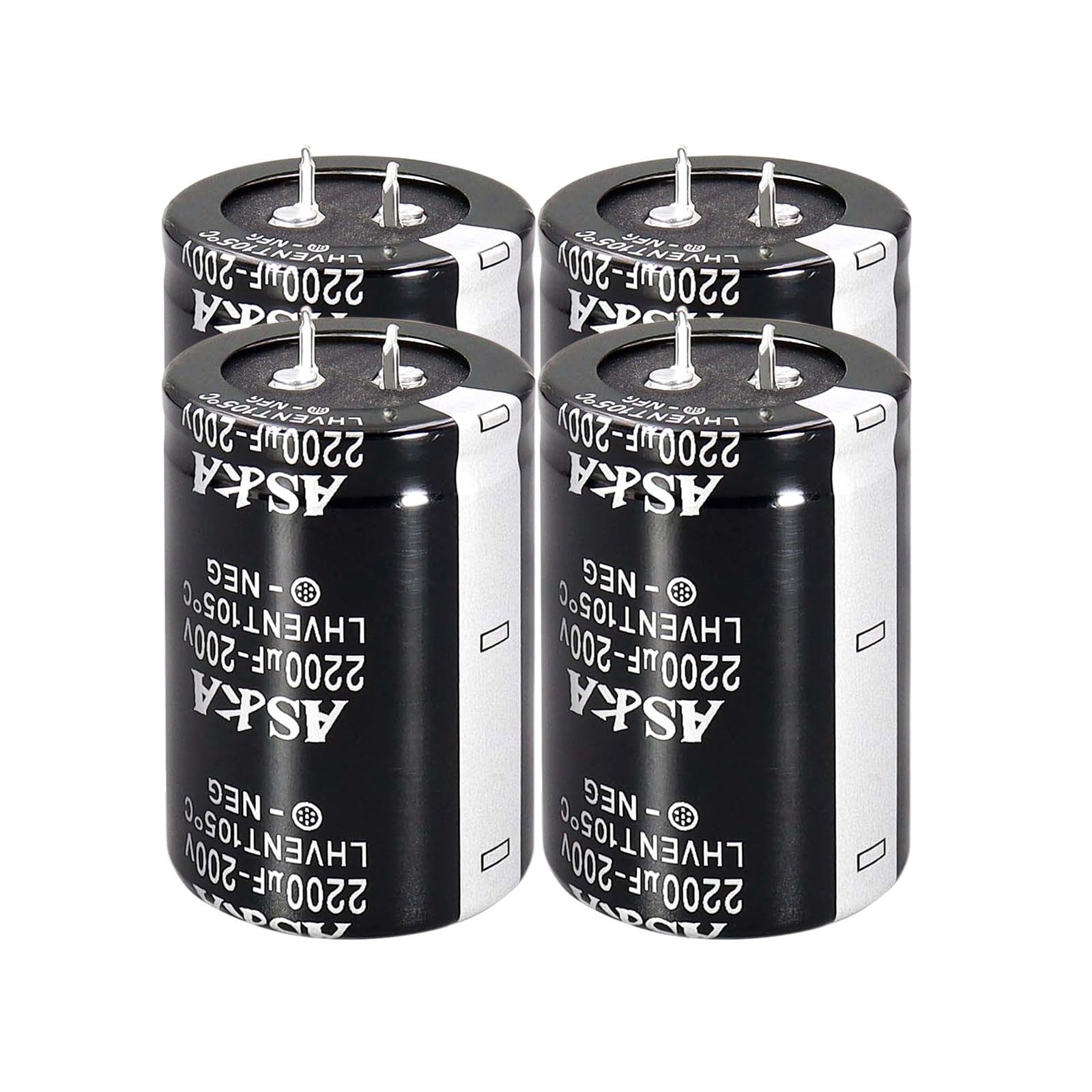 Lot de 4 condensateurs électrolytiques en aluminium pour amplificateur de puissance, chargeur de batterie, caisson de basses, filtre redresseur de pont 200 V 2200 uF