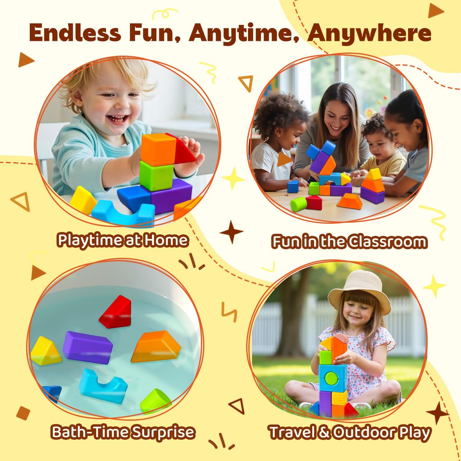 Pairez Toys Multi-Shape Magnetic Blocks, Large Stacking & Building Blocks Set, Preschool Educational Sensory Magnet Toys for Kids Ages 3-5 Year Old Boys & Girls Toddlers(20pcs)