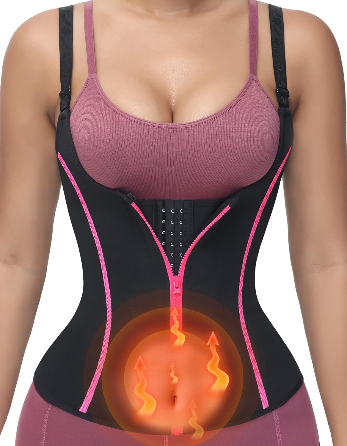 YADIFEN Waist Trainer for Women,Zipper Corset Body Shaper for Tummy Control Neoprene Cincher Sweat Sauna Vest Tank Top