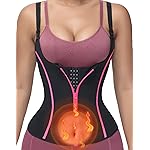 YADIFEN Waist Trainer Vest for Women,Zipper Corset Body Shaper for Tummy Control Neoprene Cincher Tank Top with Straps (Black-Pink, XS)