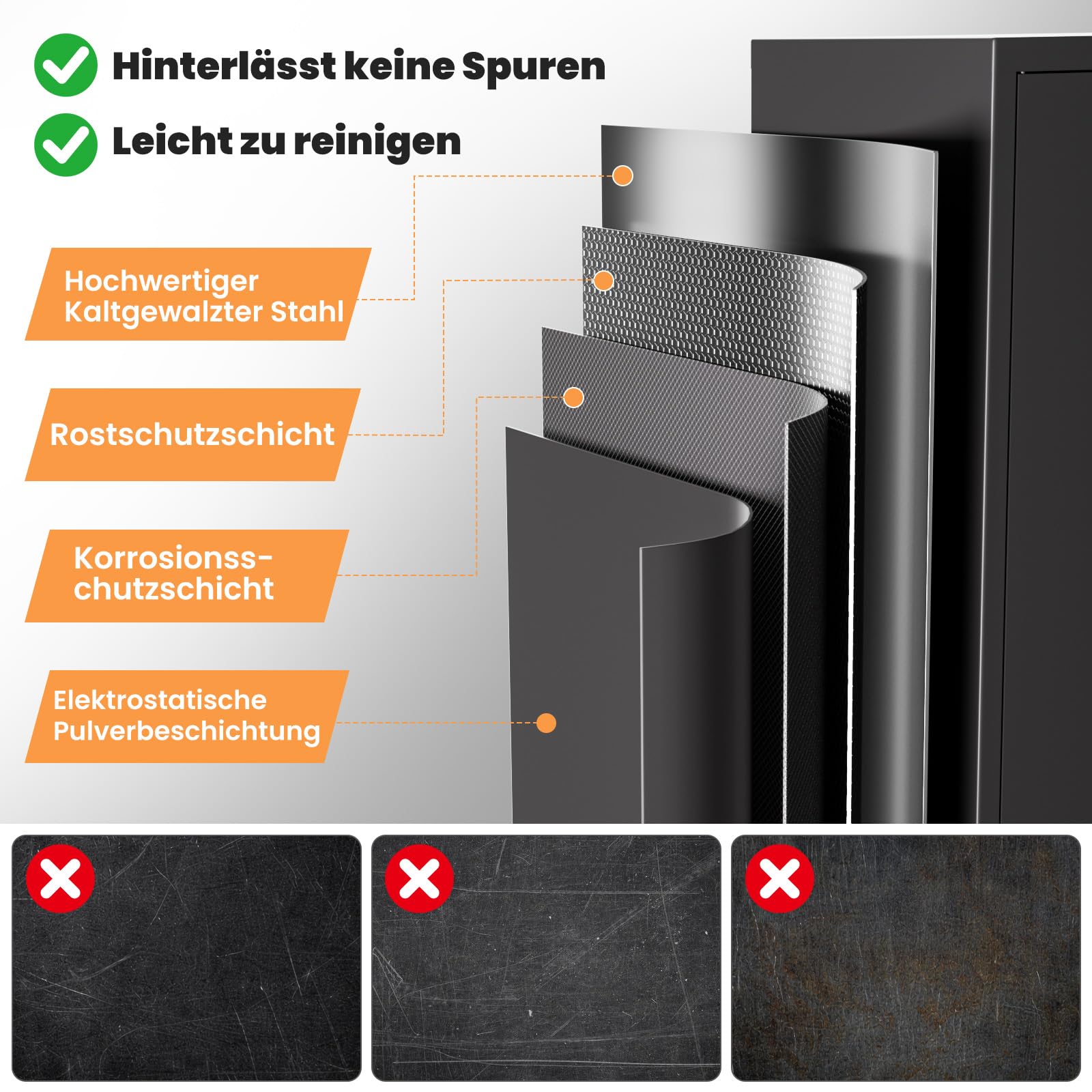 Frideko Aktenschrank 90 x 40 x 90cm - Metallschrank mit 2 Türen und 2 Verstellbaren Einlegeböden, Aufbewahrungsschrank mit Schloss für Zuhause, Büro und Lager, Schwarz
