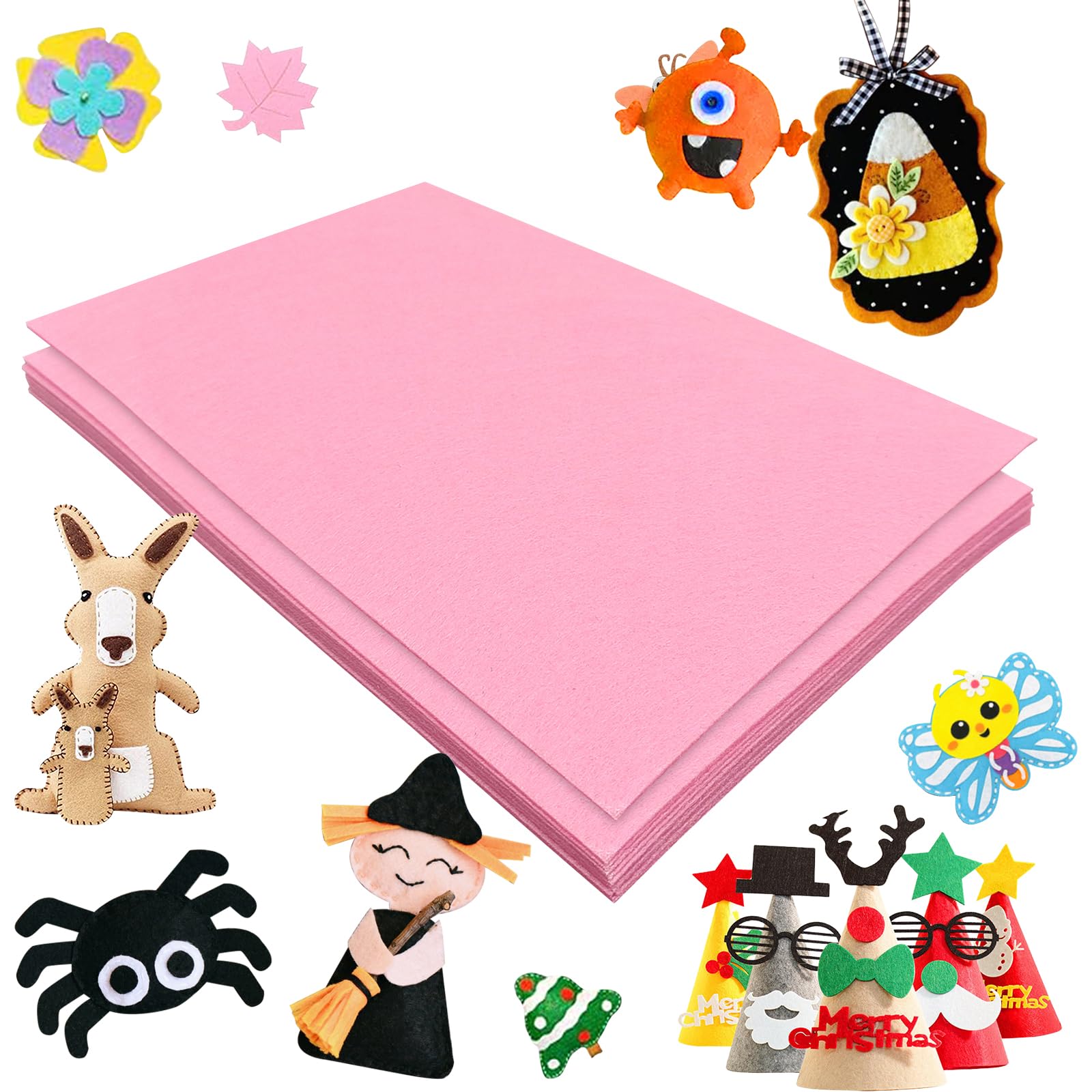 Jtnohx Stiff Felt Sheets, 11 Pcs Felt Fabric, 17.78×28.7cm Colour Fabric Square for Crafts Craft Material for Sewing (Pink) - Image 4