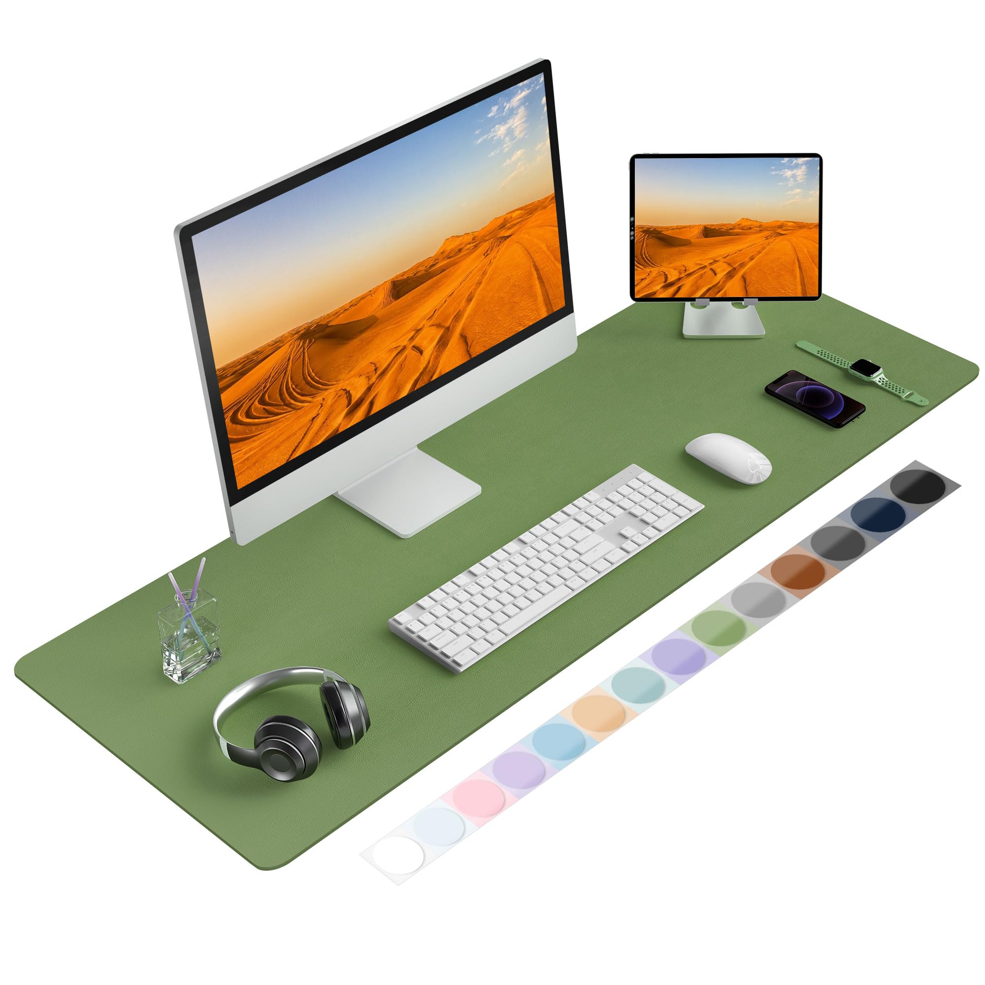 Roslim Leather Desk Pad Protector,Mouse Pad,Non-Slip Computer Mat for Desk,PU Leather Office Desk Mat for Home & Office,Waterproof Laptop Desk Blotter