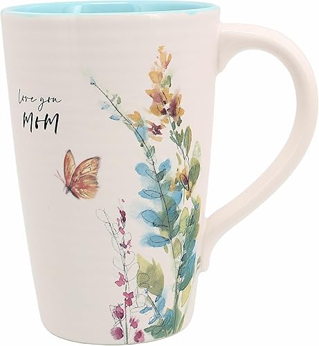 Pavilion - Taza de 17 onzas para mamá, taza de café con patrón floral, taza de café de mariposa, ideas de cocina de primavera y verano, regalos para