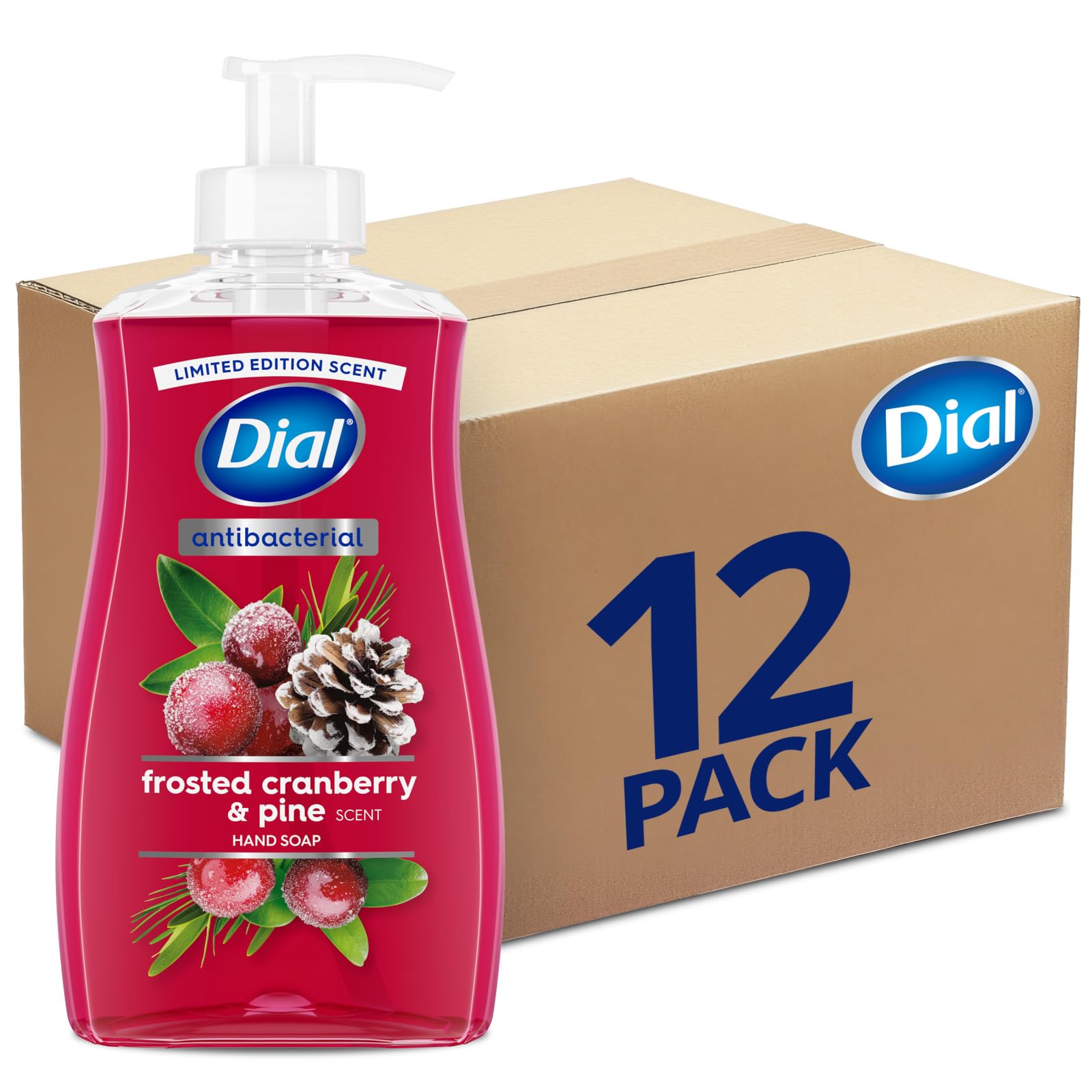 Dial Antibacterial Limited Edition Frosted Cranberry & Pine Liquid Hand Soap, Case of 12