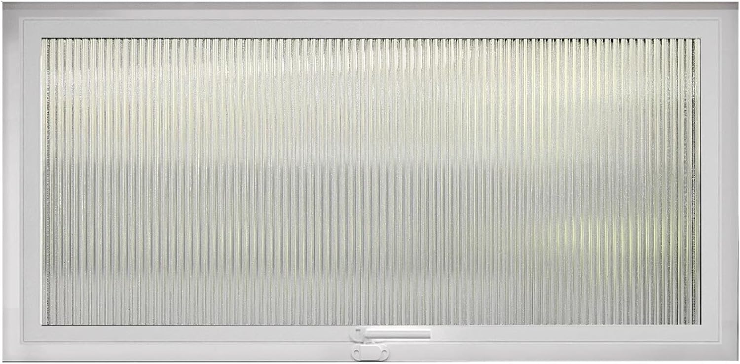 WIGING Customized Size Rectangle Aluminum Frame Window, Privacy Glass Playhouses Window, Flush Mount 360° Rotating Central Axis Rotating Window for Kitchen Bathroom(White,A)