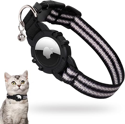 AirTag Cat Collar, FEEYAR Integrated Apple Air Tag Cat Collar