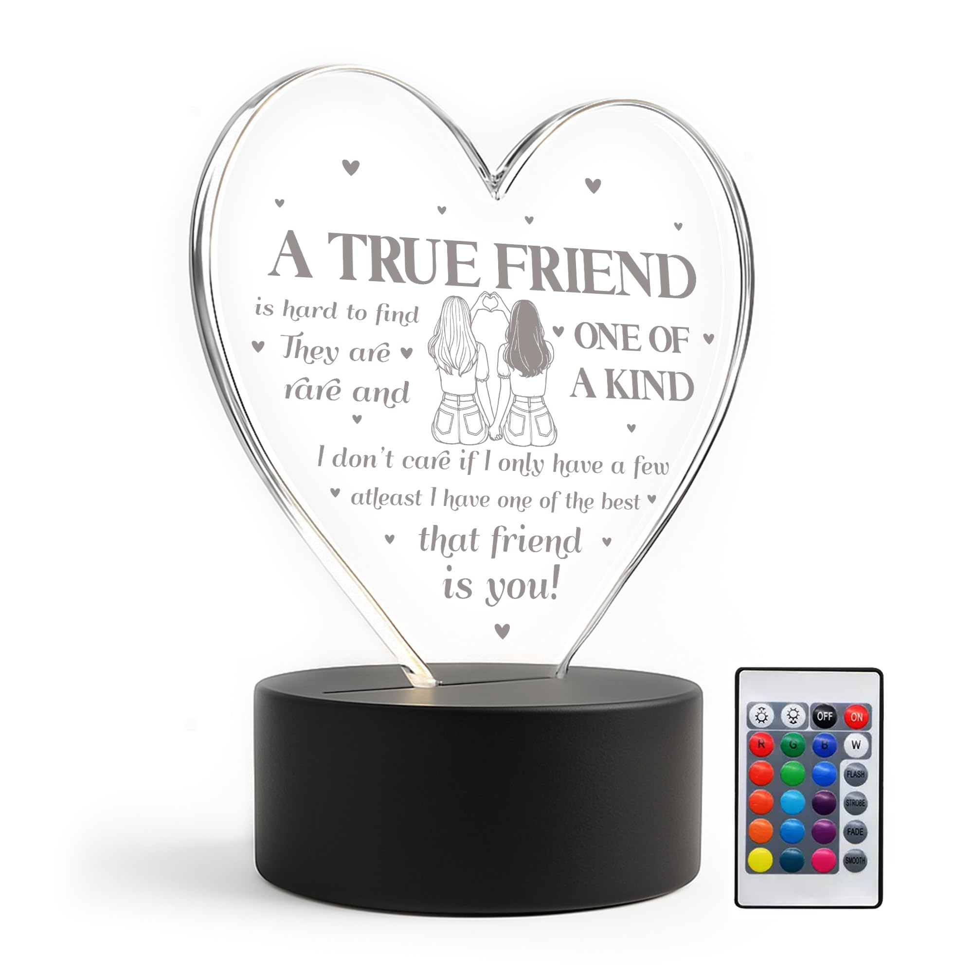 RED OCEAN Thank You for Best Friend Acrylic LED Light A True Friend Friendship for Her Bestie Gifts Birthday Christmas Keepsake Friendship Gifts Women