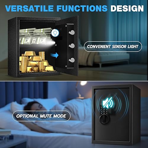 Miniatura 6 de Caja fuerte de 2.8 pies cúbicos para documentos del hogar, caja de seguridad digital electrónica de acero para oficina, dinero, joyas, objetos de