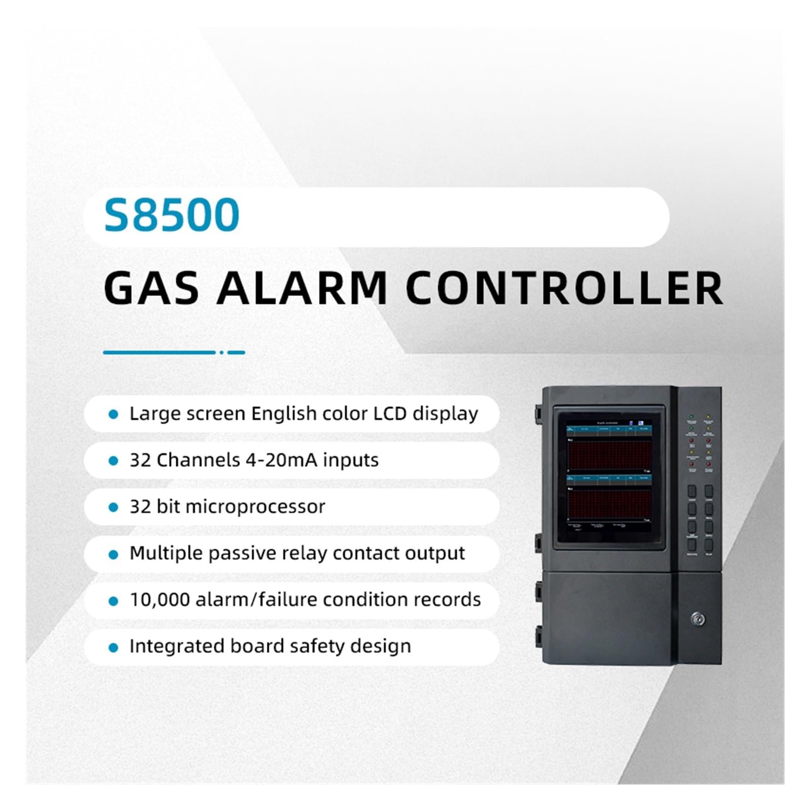 Gasdetektor, S8600 Industrielles CH4-Gaserkennungssystem mit Farb-Touchscreen-Gasdetektor-Controller-Panel