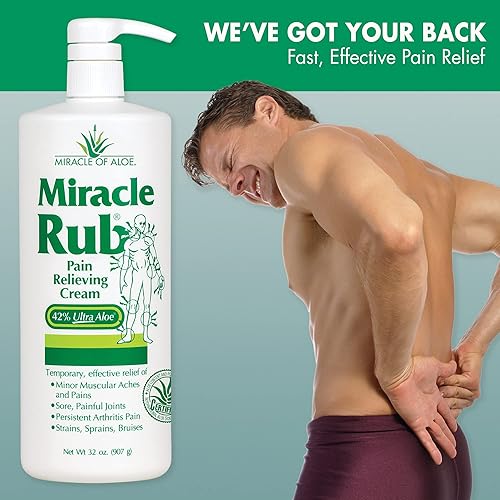 Miniatura 4 de Miracle of Aloe Miracle Rub - Crema para aliviar el dolor, 32 onzas, alivio rápido y eficaz para artritis, dolor muscular y articular, fórmula
