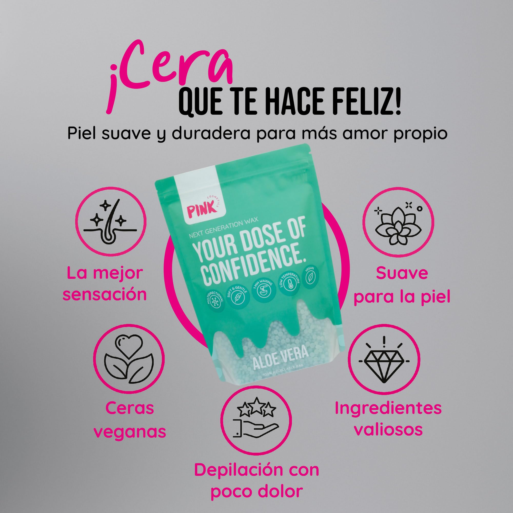 Next Generation Wax Aloe Vera - Perlas de cera (800 g, adecuadas para pieles sensibles, cera vegana sin tiras de fieltro a partir de 1 mm de longitud de cabello)
