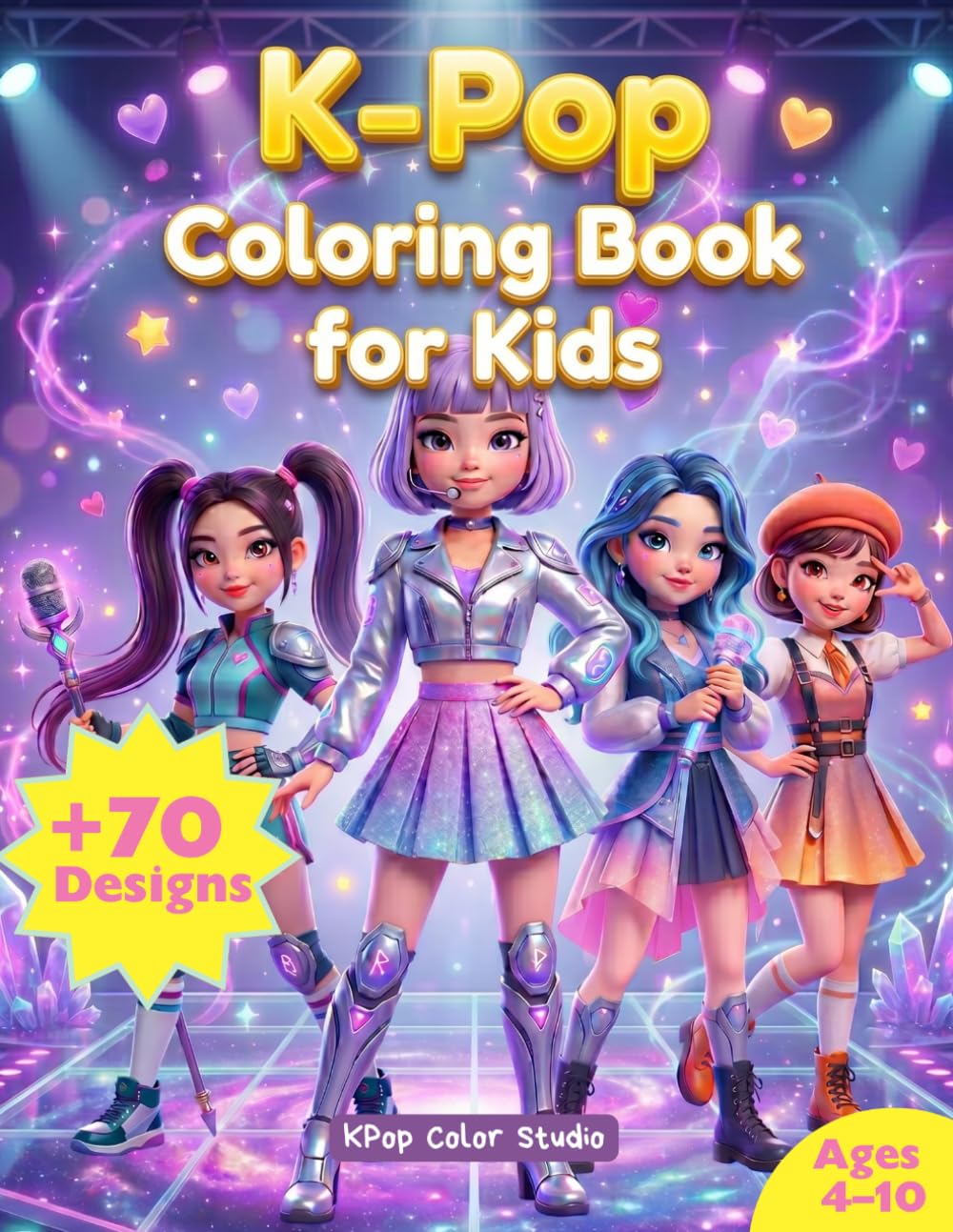 K-Pop Coloring Book for Kids: Bold and Easy Kawaii Idol Coloring Pages for Girls | Cute K-Pop Characters, Fashion & Fun Scenes for Children Ages 4–10 | Perfect Gift for Little K-Pop Fans