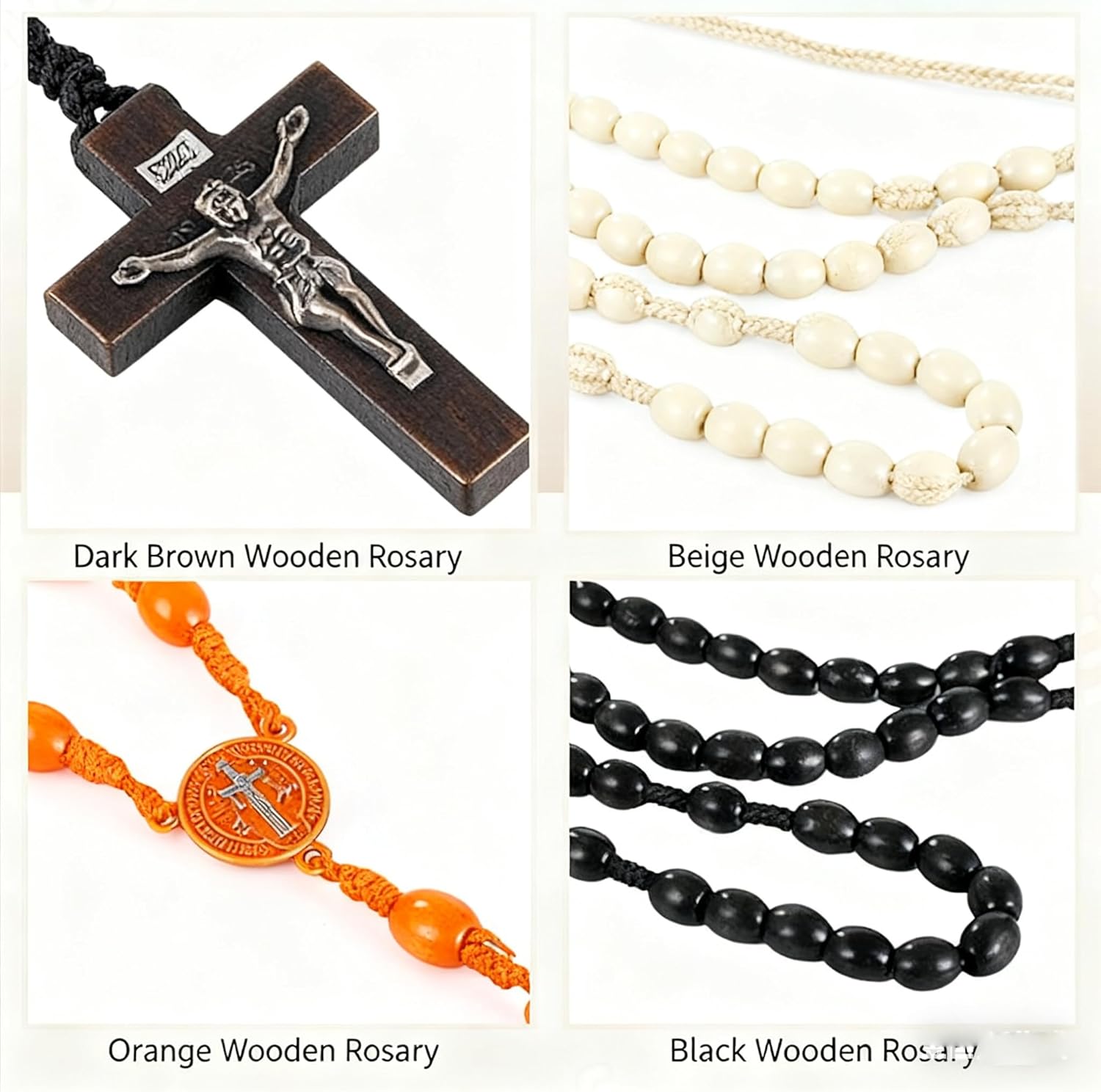 48 Pcs Wooden Rosary Beads Necklace Bulk, Handmade Wood Catholic Rosaries with Cross and Organza Bags, First Communion and Baptism Favors, Religious Gifts for Men and Women - Image 3