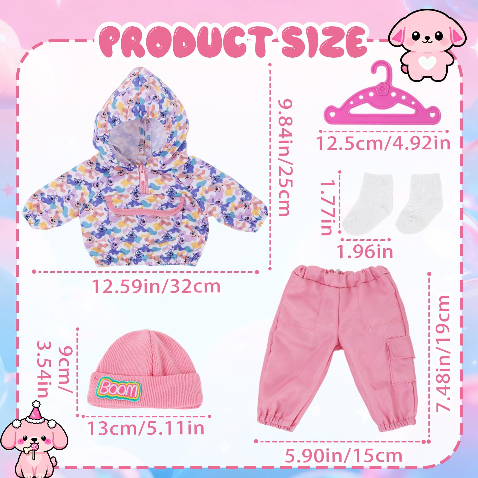 Doll Clothes for 14-18 Inch Baby Doll, Baby Doll Accessories for 35-45cm Dolls - Image 4