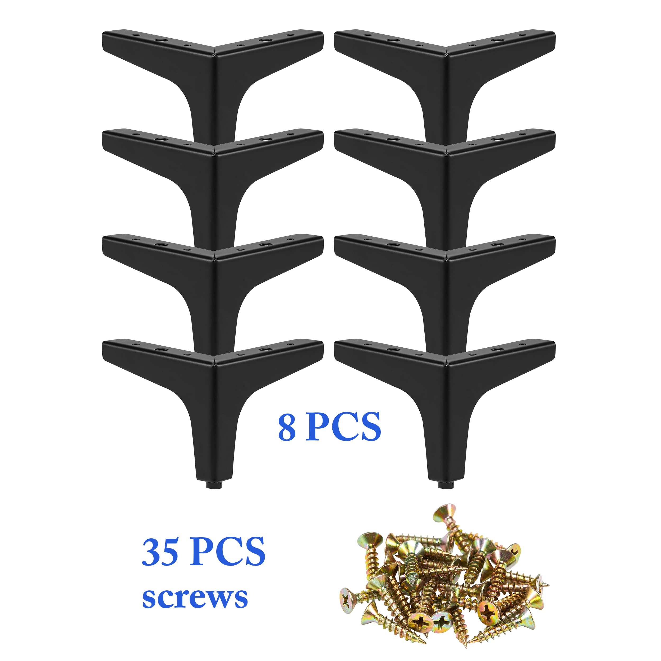 Metal Furniture Legs 4 Inch, Legs for Furniture Set of 8, Triangle ...
