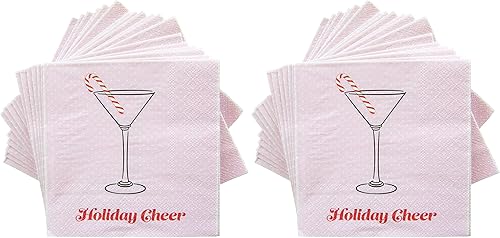 Miniatura 8 de C.R. Gibson TW4-23698 - Servilletas de papel desechables para fiestas de Navidad, color rosa y rojo, 5 x 5 pulgadas, 20 unidades