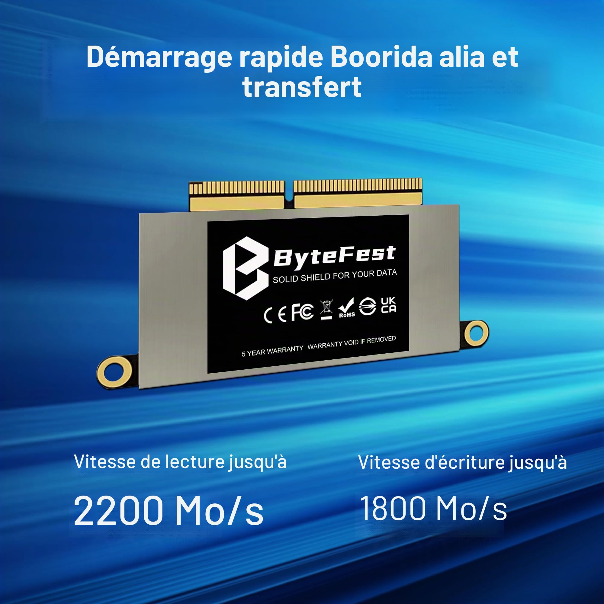 Mac SSD 1To NVMe PCIe Gen3x4 Jusqu'à 2200Mo/s, Disque Dur Interne pour Apple MacBook Pro Retina 13" A1708(2016-2017) EMC 2978/3164 Non-Touch Bar(MacOS Pré-Installé)