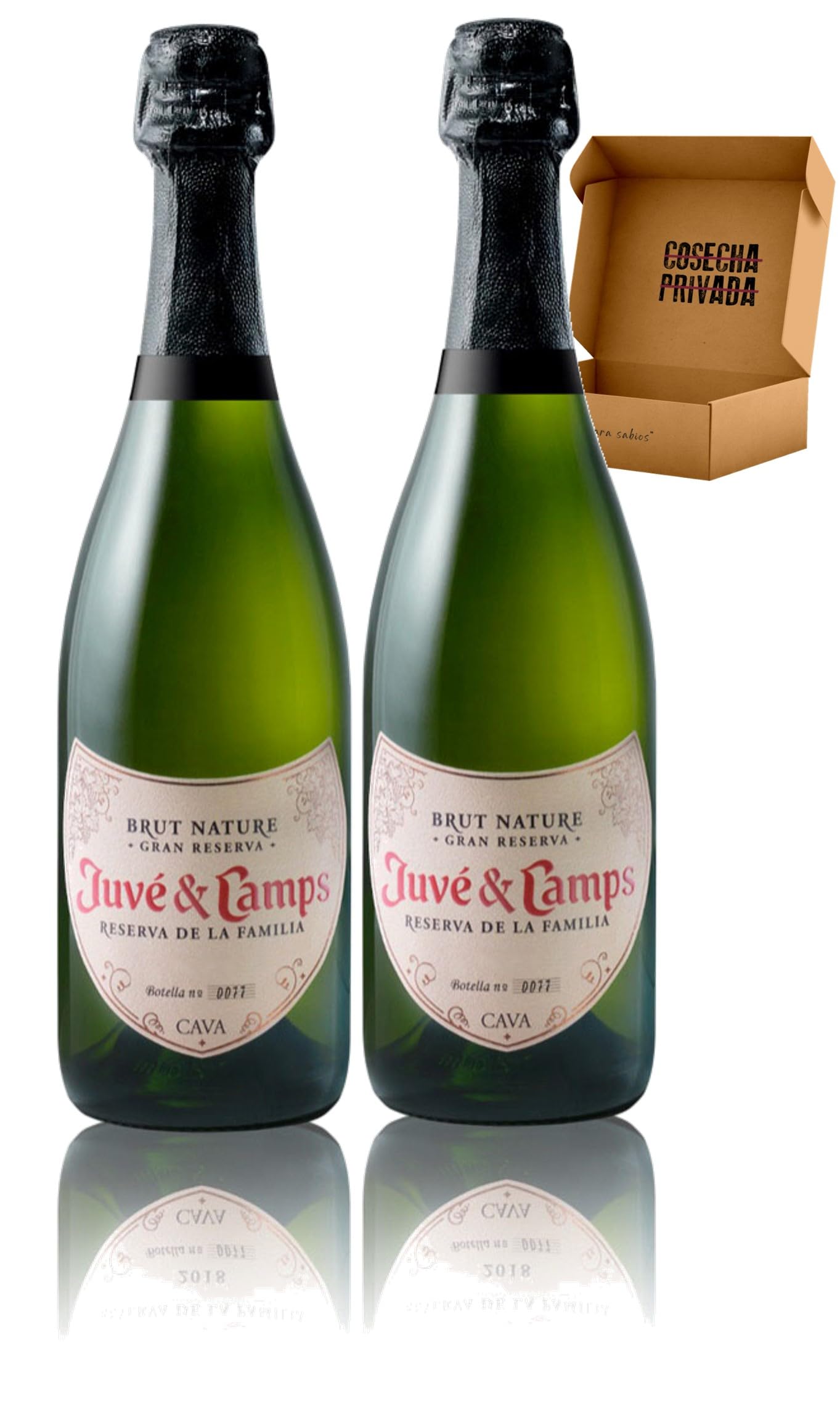 Juvé & Camps Estuche Madera Regalo 2 Botellas - Envío 24 h - Cava Reserva de la Familia Gran Reserva Brut Nature | Caja de madera 2 botellas de 75 cl