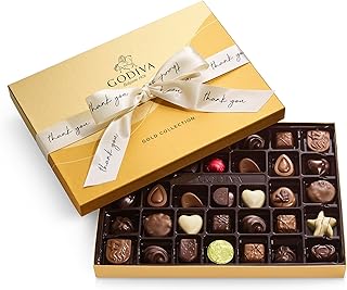 Godiva Chocolatier Thank You Ribbon 36-Piece Assorted Chocolate Gift Box – Gourmet Chocolate Candy Variety Pack – Dark Caramel, Milk Chocolate, Nuts– Gift Basket Father’s Day, Birthday and Anniversary
