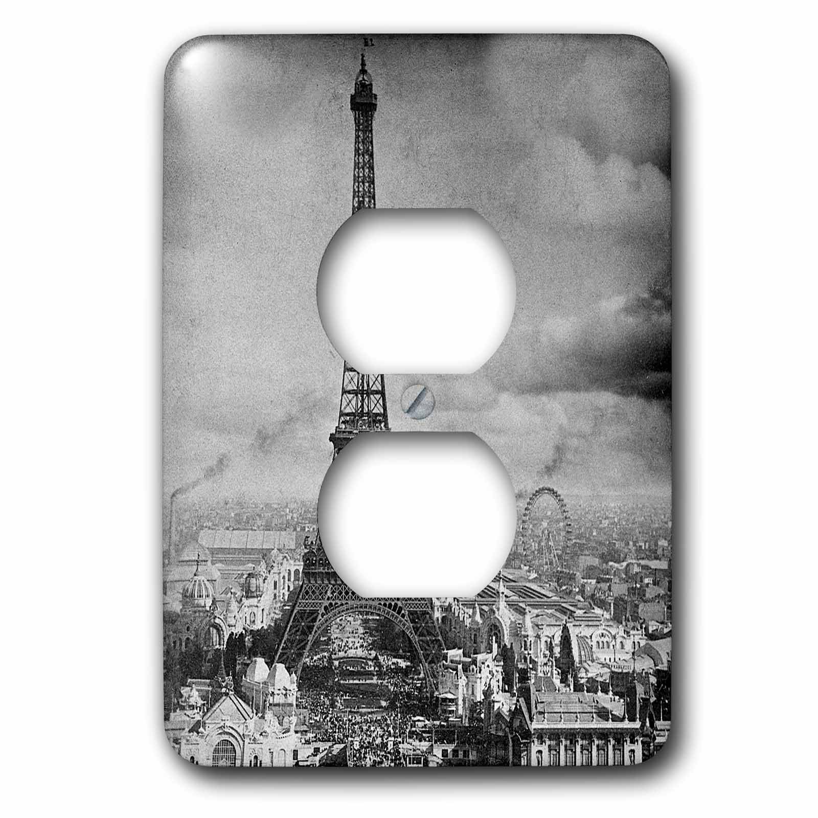 Tour Eiffel Paris France 1889 Cache prise double vintage noir et blanc