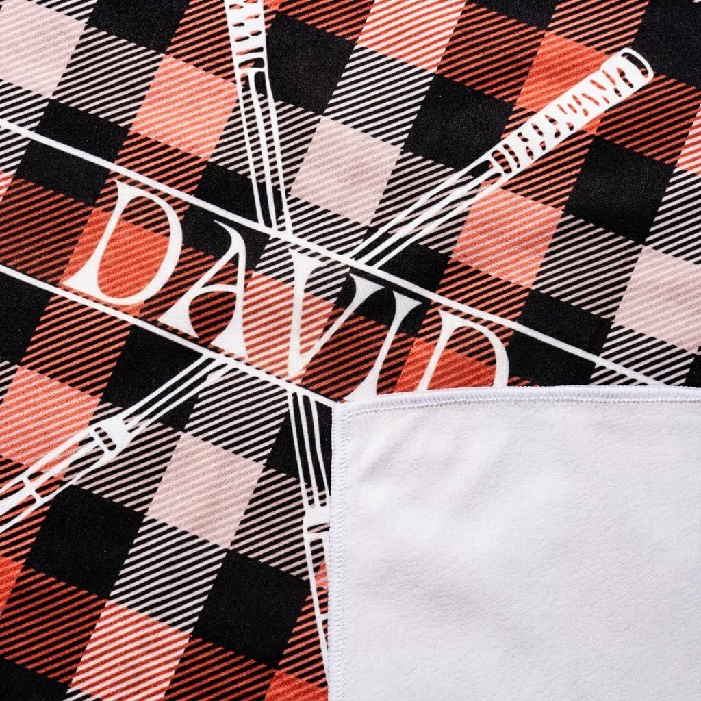 Coprisedile personalizzato per carrello da golf, con nome personalizzato, asciugamano per carrello da golf, coperta | 8 colori plaid e 9 motivi | 130 x 80 cm poliestere | regalo per uomini