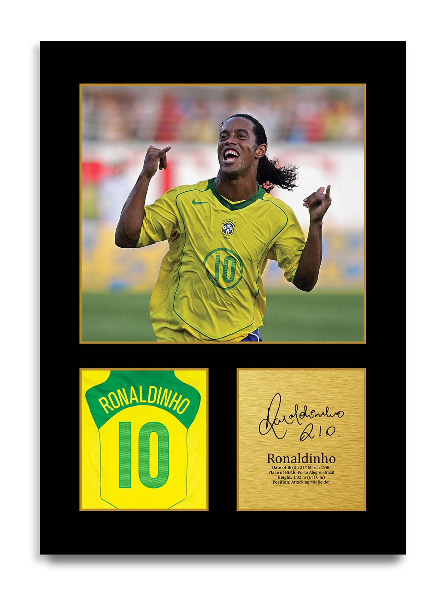 HWC Trading Ronaldinho Brazil Gifts Printed Signed Autograph Picture for Football Fans and Supporters (ID-004460) - A4 Print Only
