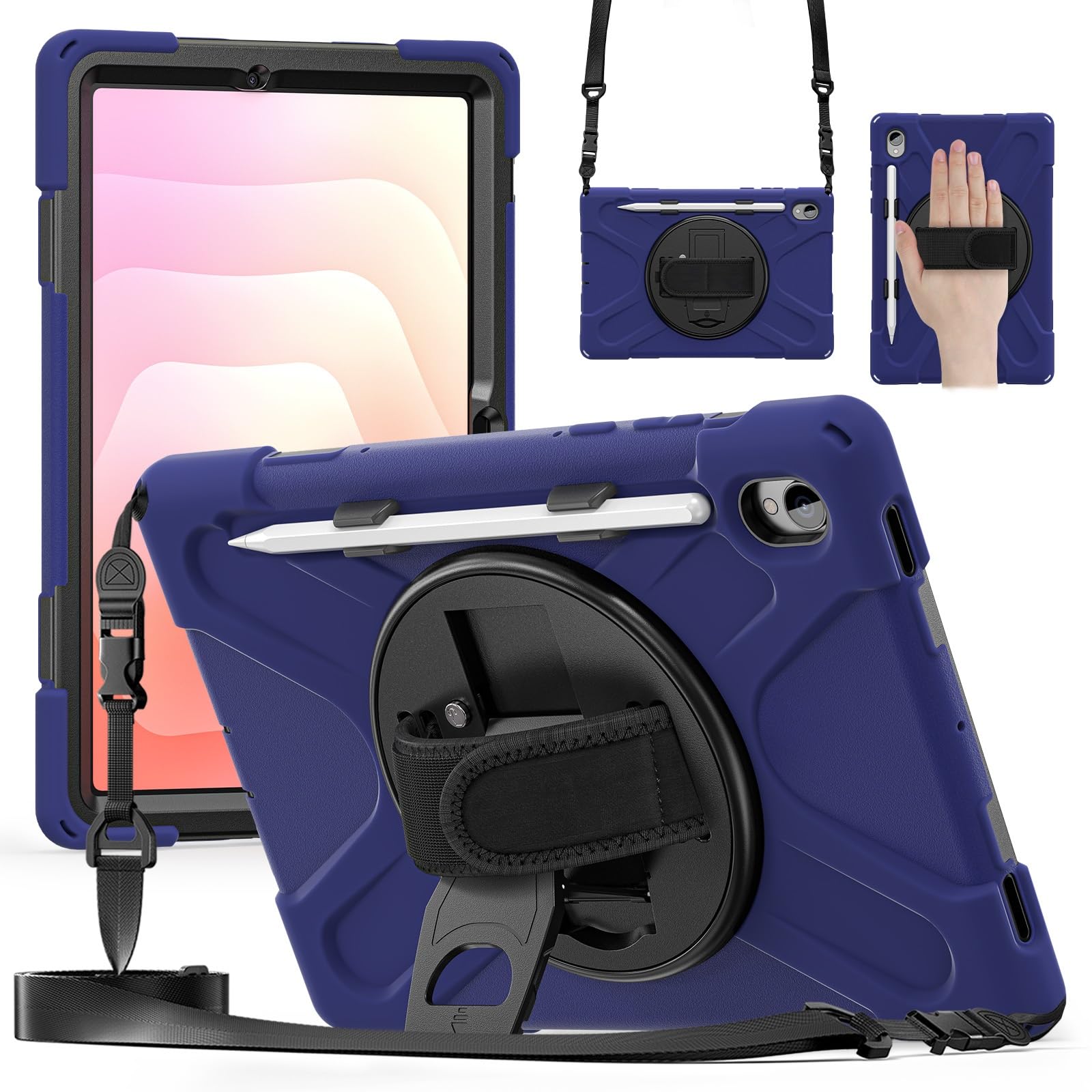 Kompatybilny z Samsung Galaxy Tab S11 5G 11" model 2025 (SM-X730/X736B) uchwyt na długopis, wytrzymały, odporny na wstrząsy, chroniący przed upadkiem, pasek na ramię dla dzieci, silikonowe etui