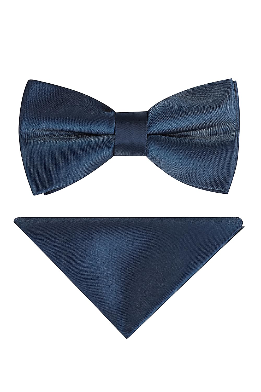 Jenson Samuel pastel pretied bow tie wedding paisley pocket square set (Navy)