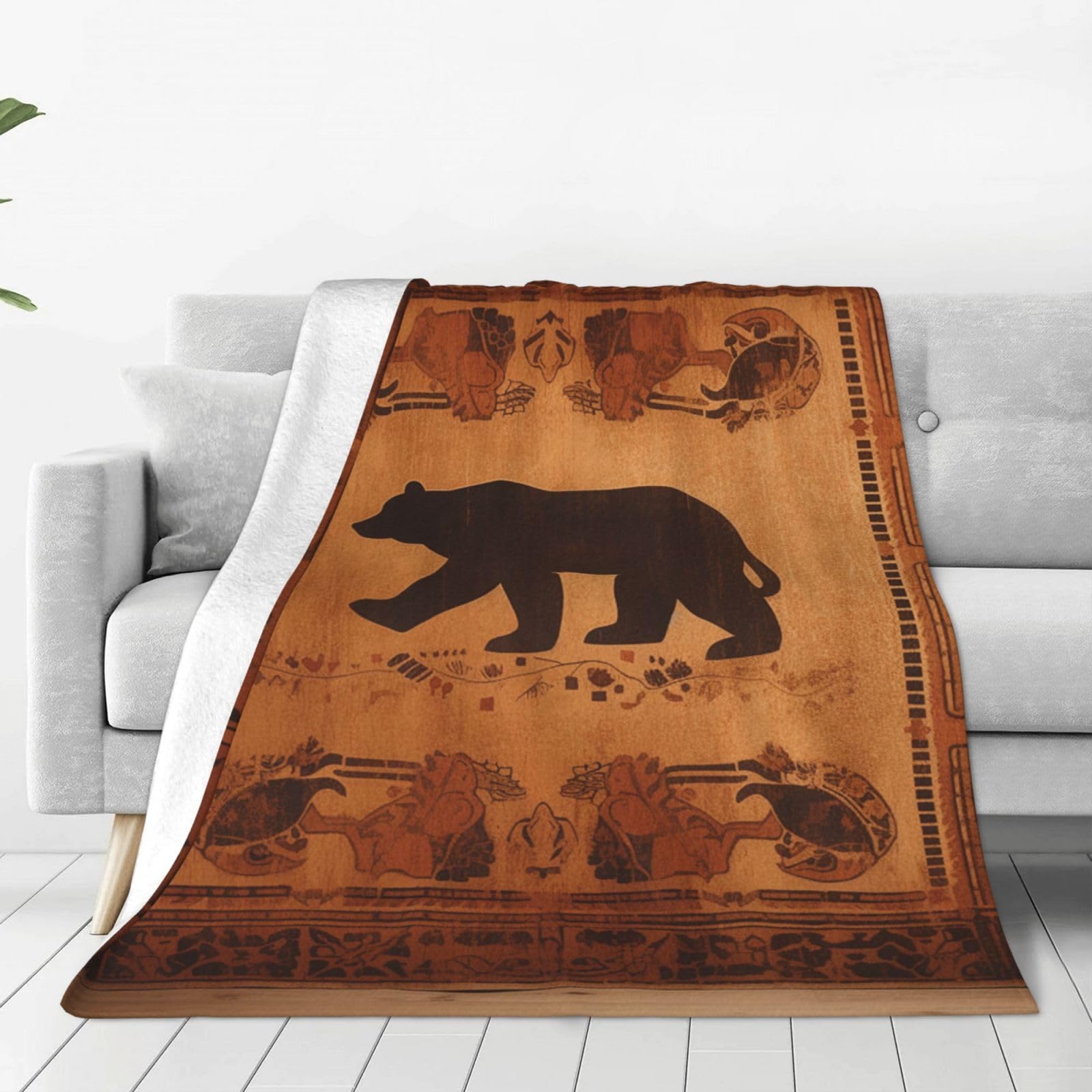 KLOPH Bear Throw Blanket 80"x60" Flannel Fluffy Warm Blanket for Couch, Reversible Plush Blankets for Bed, Comfy Fuzzy Blanket for Sofa, Plush Lightweight-Blankets for All Season
