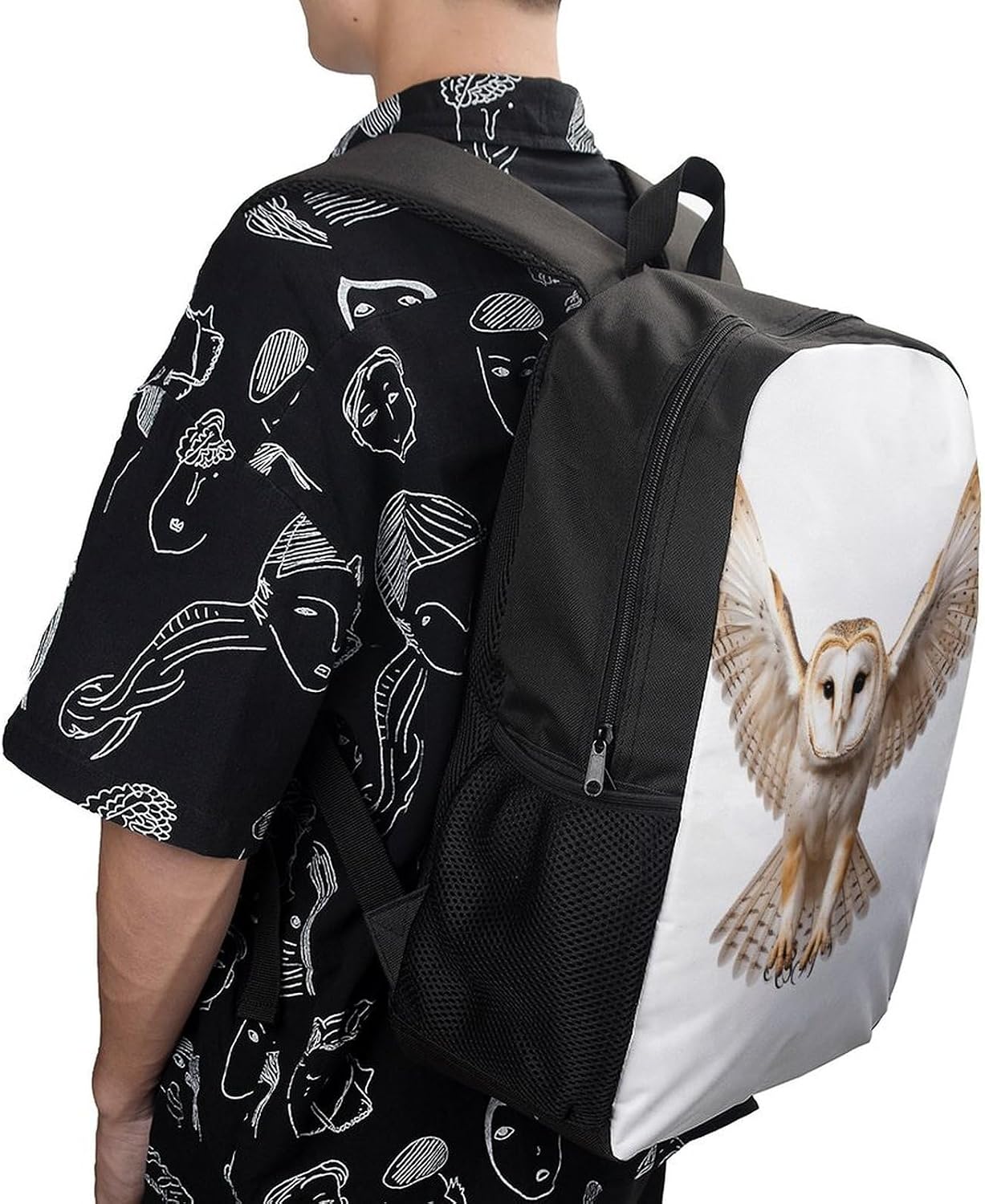 A Barn Owl Backpack 17 Inch Laptop Backpack Water Resistant Bookbag Large Capacity Travel Bag image 5