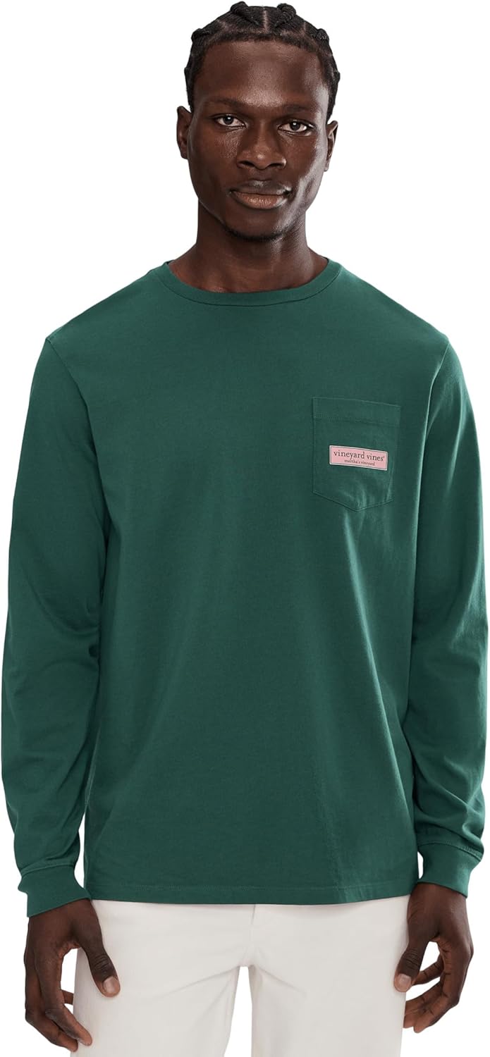 Vineyard Vines Mens Classic Logo Box Long-Sleeve Pocket Tee