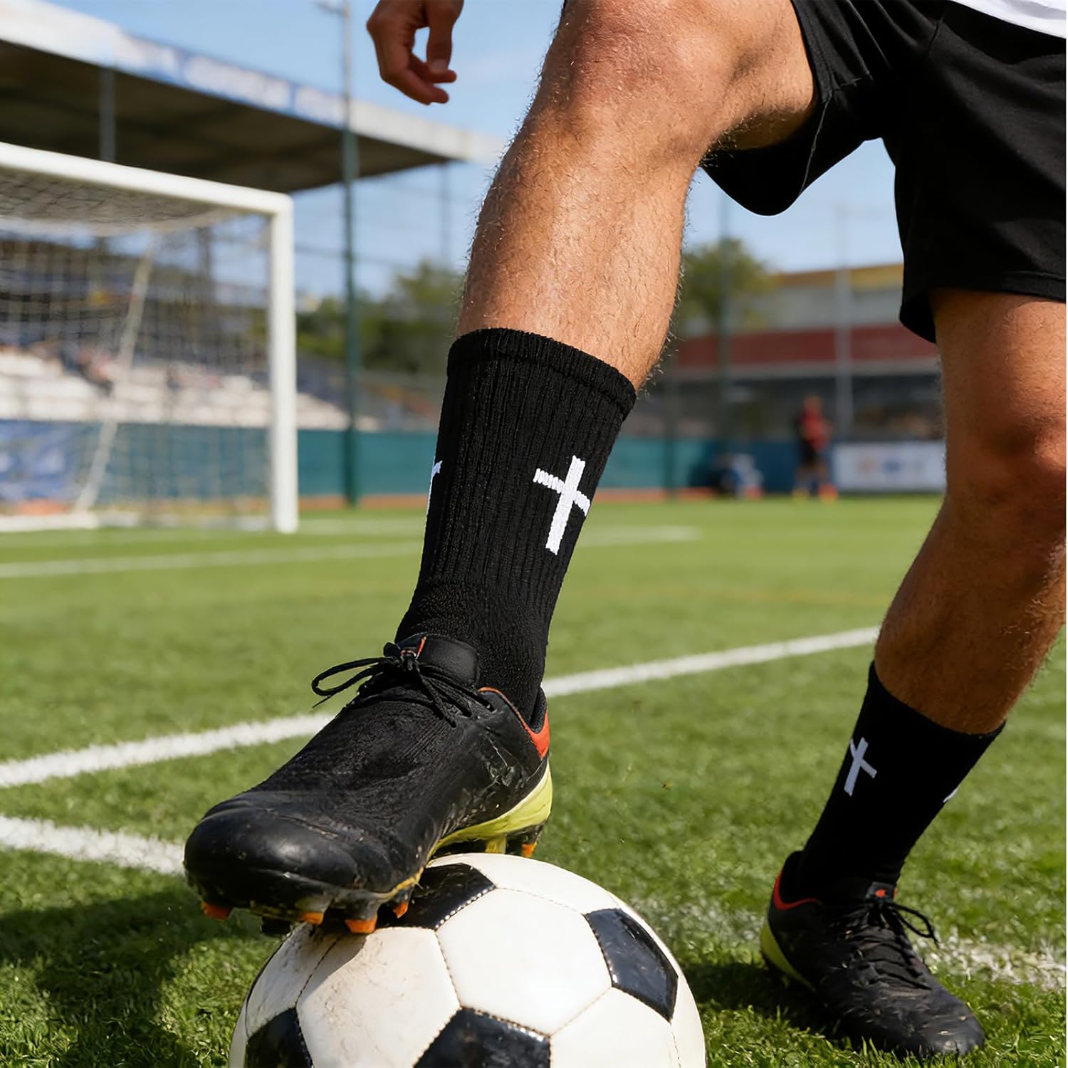 2 Pairs Cross Grip Soccer Socks with Bible Verses, Anti-Slip Jesus Christian Catholic Football Socks for Men & Women Youth Sports (US Sizes 6-13) - Image 5