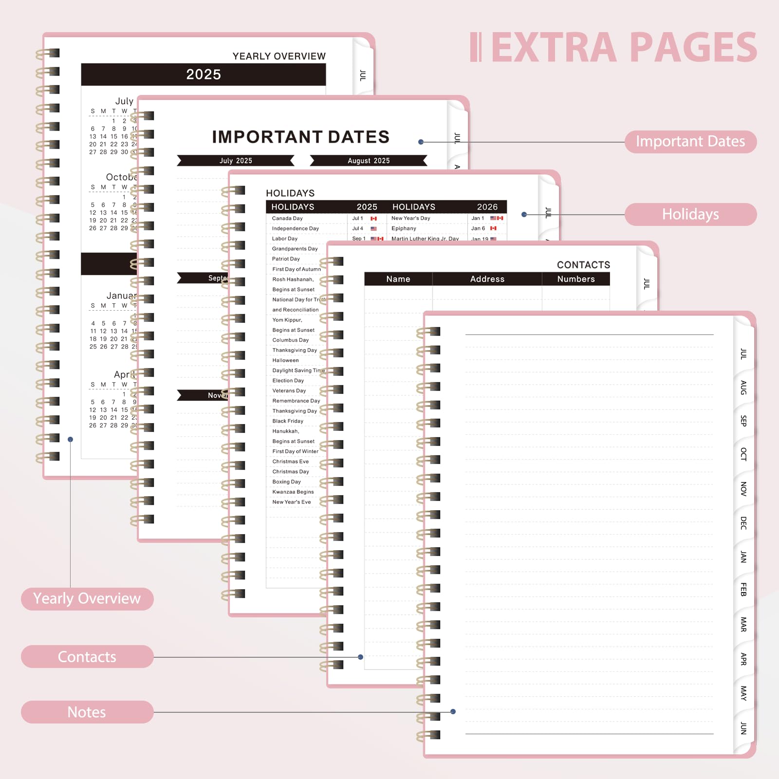 Academic Planner 2025-2026 – Monthly & Weekly Calendar, A5 Size, Perfect For Students & Professionals (Pink) - View #9