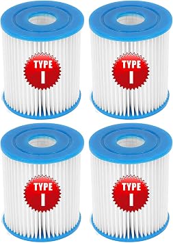 Type I Pool Filter Cartridge for Above Ground Pools, 58093 Replacement Filter Cartridge for Swimming Pool Filter, High-Efficiency Filter Elements for 330 Gallon Pump Filter Cartridge. 4 Pack