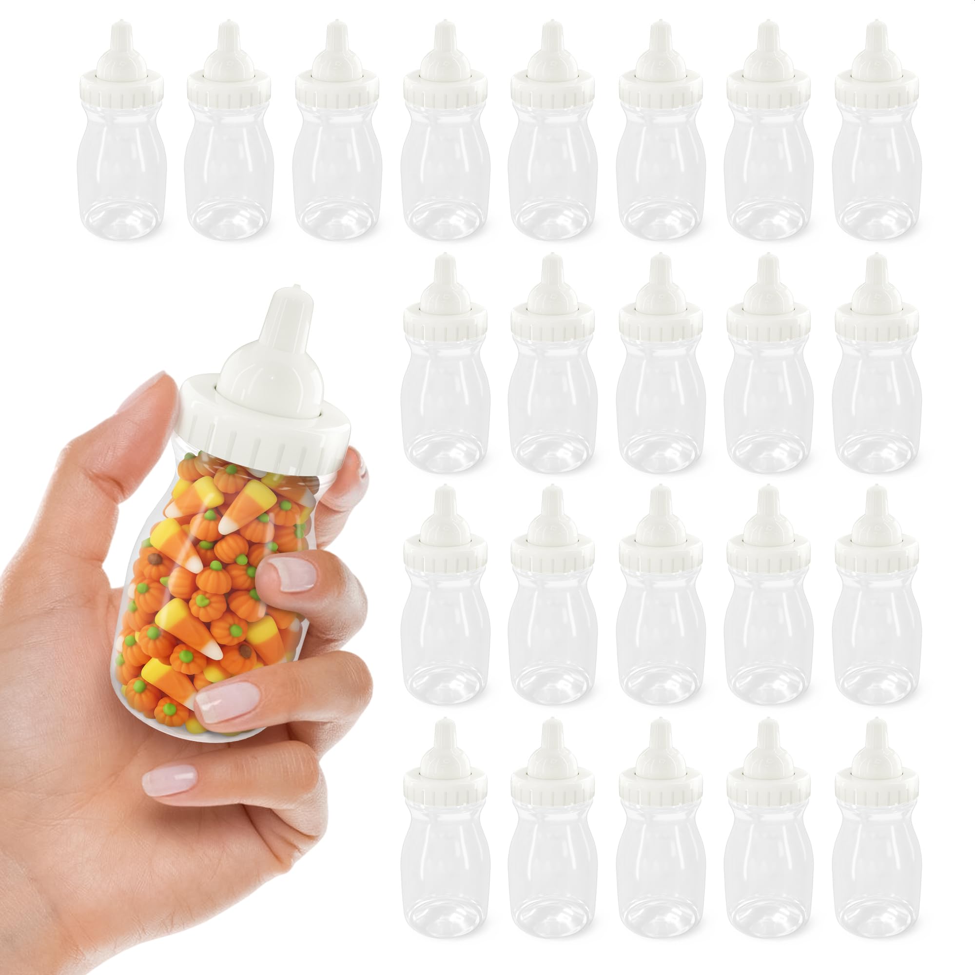 Baby Bottles for Baby Shower Game - 24Pcs Plastic Baby Bottles for Baby Shower Decorations Mini Baby Bottles for Baby Shower Decor - 3.94 inch Baby Bottle for Baby Shower Game Small Baby Bottles