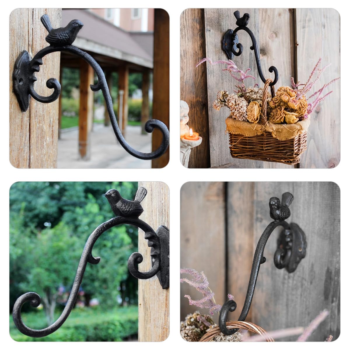INOOMP Crochet Suspendre en Fonte pour Jardinière Murale Support Décoratif pour Paniers de Fleurs et Luminaire de Balcon ou Salon