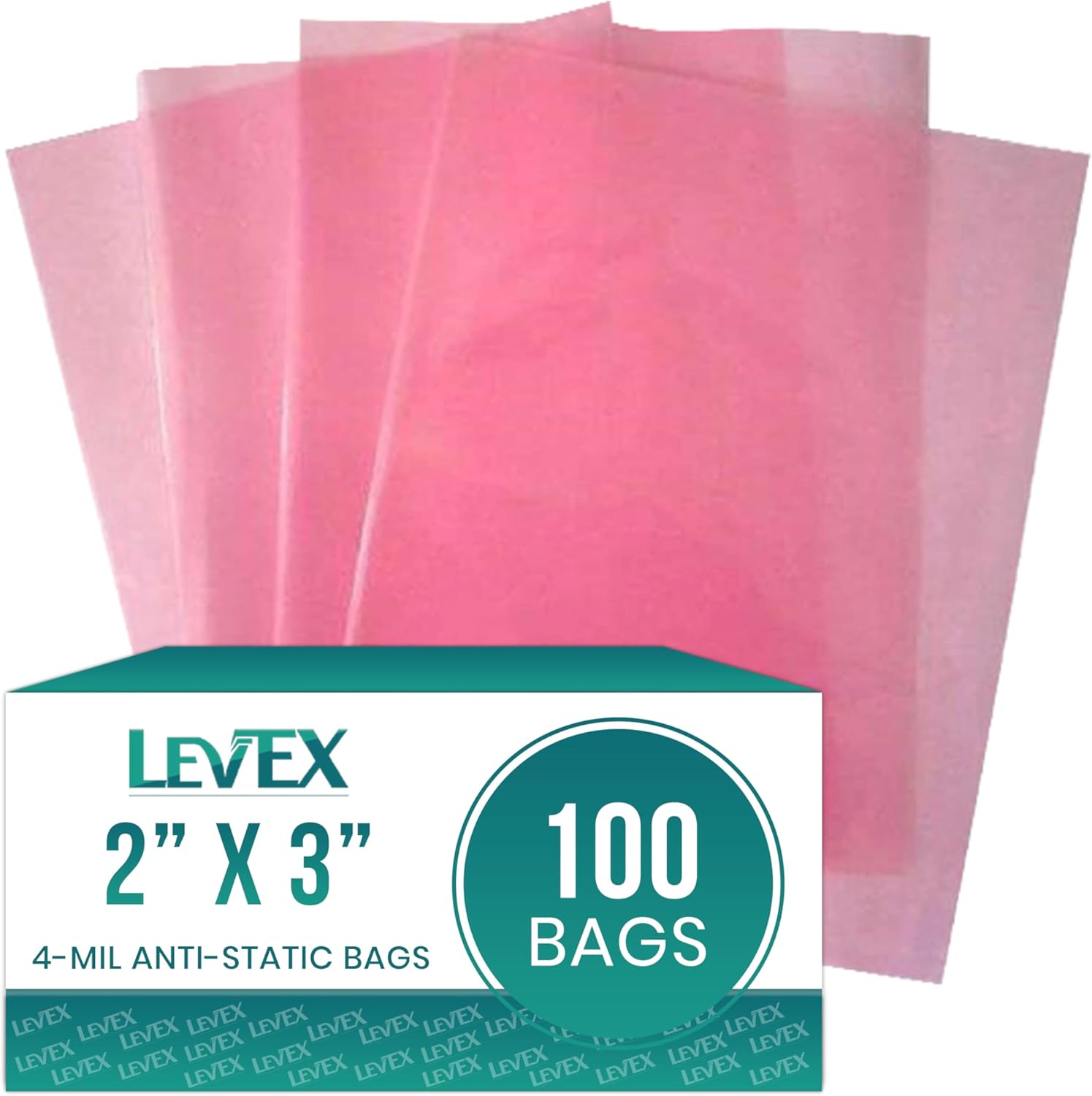 Levex – 2″ x 3″ (100 Count) 4 Mil Heavy Duty, Flat Open End Top Anti Static Plastic Poly Bags, Heat Sealable Bags for Travel, Storage, Electronics, Packaging & Shipping