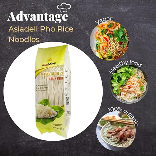 Miniatura 5 de Asiadeli Fideos de arroz Pho, fideos de barra de arroz premium, fideos Banh Pho - 10.5 onzas (paquete de 3 bolsas)