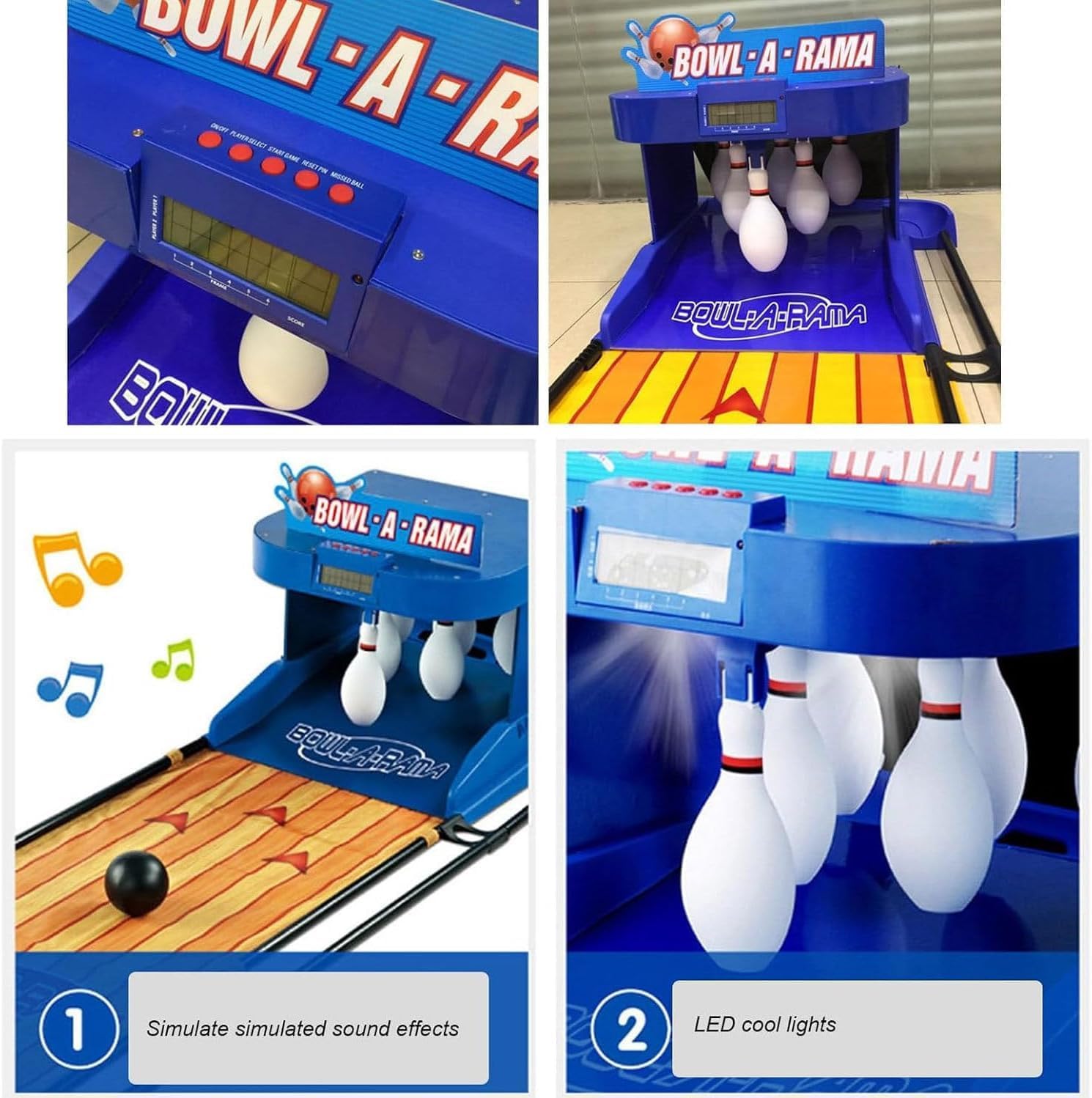 Electronic Bowling Alley Game with Auto Reset, Lighting and Simulated Sounds Electric Bowling Machine LED Electronic Scoreboard - - for Kid and Adults