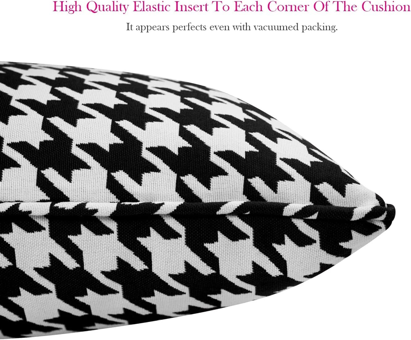 Outdoor Waterproof Decorative Deep Seat Cushions Set for Patio Furniture, Fade Resistant Patio Garden Lumbar Cushions with Inserts Bolster Pillows for Couch Bed Sofa, Houndstooth Black