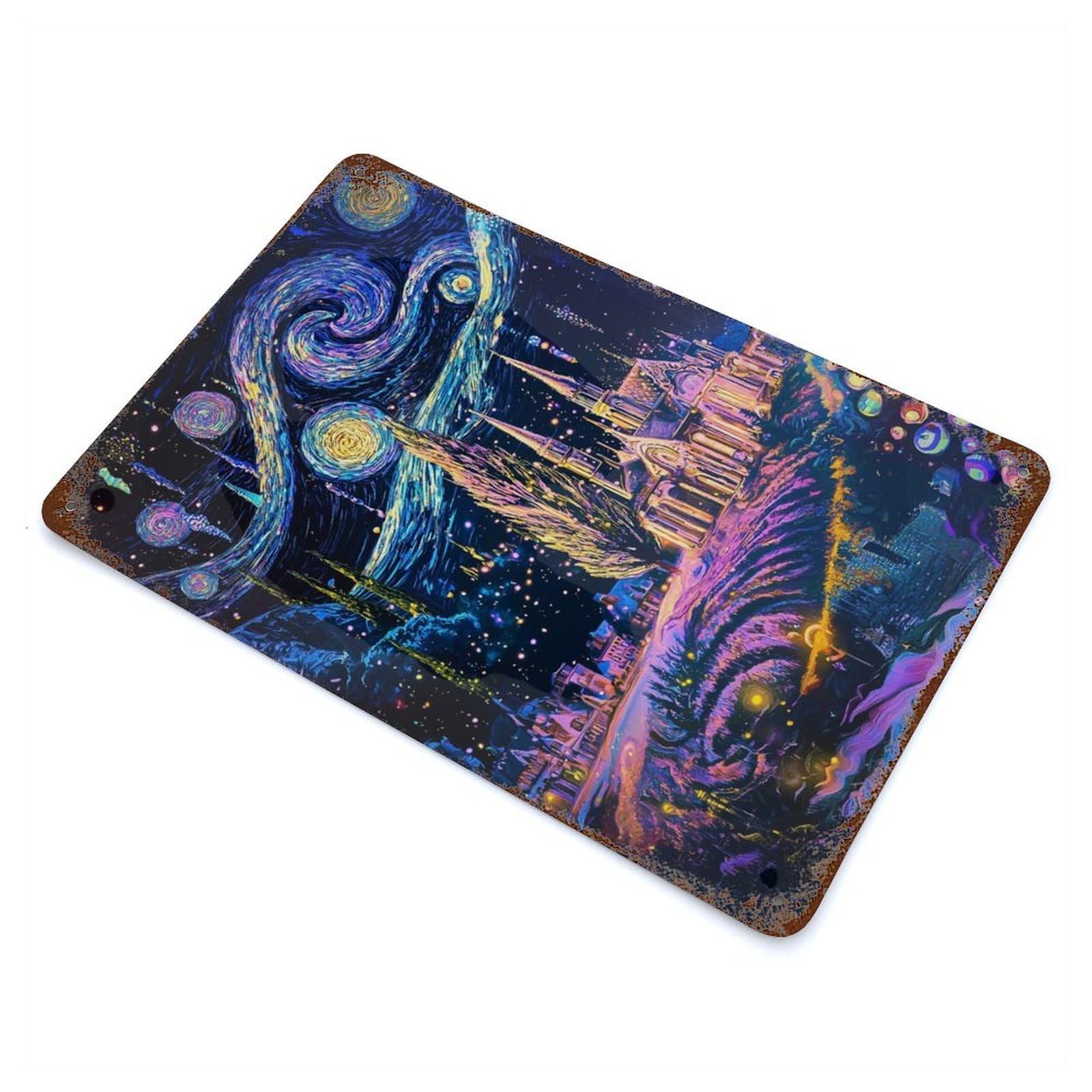 The Starry Night Cosmic Fantasy Rustic Tin Plaque 11.8"x7.9", Ideal for Cafe, Home Bar And Lounge Decor