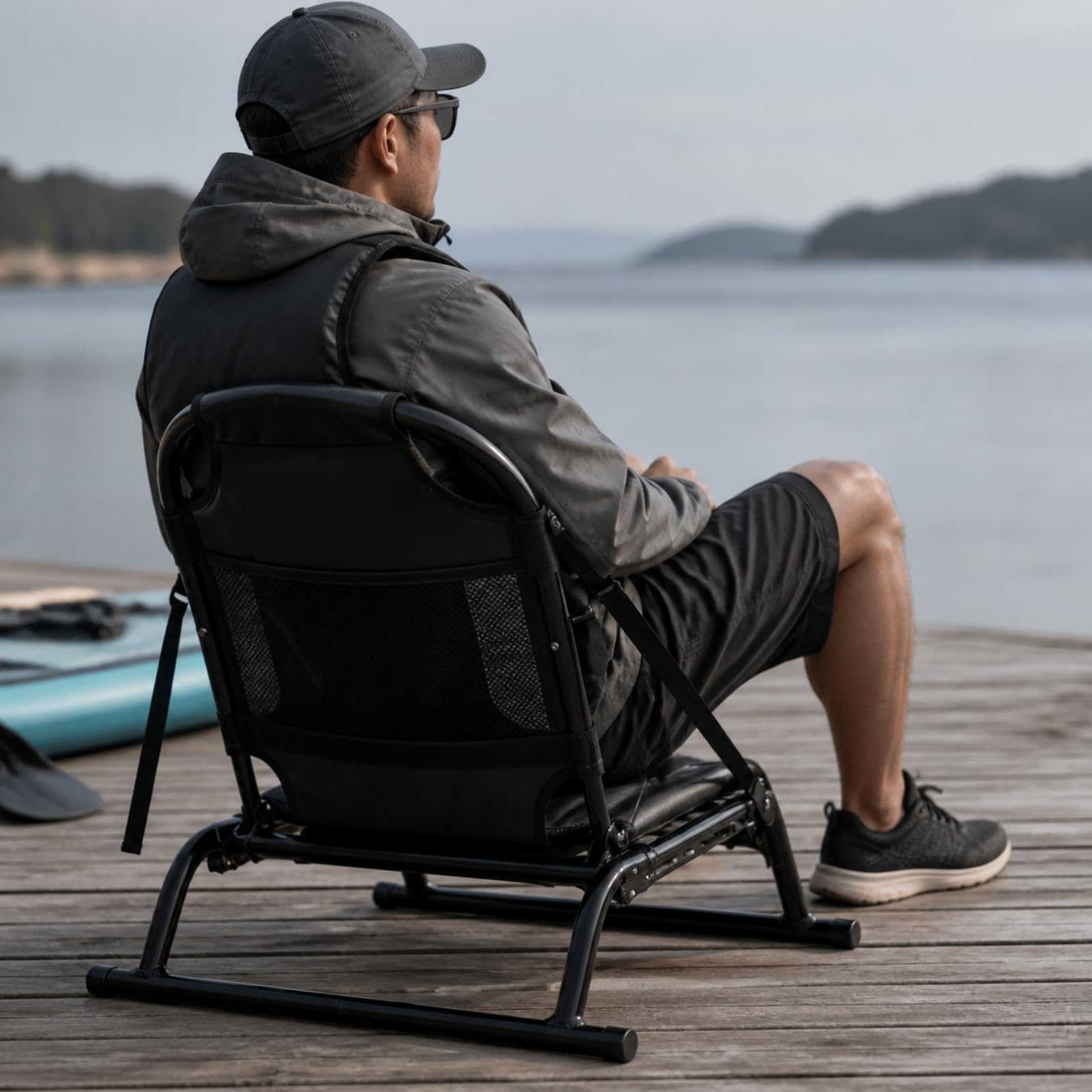 Asiento Kayak con Aluminio Ligero Asiento con Aleación Aluminio Ergonómico Paddle, Pesca en Agua, Gris