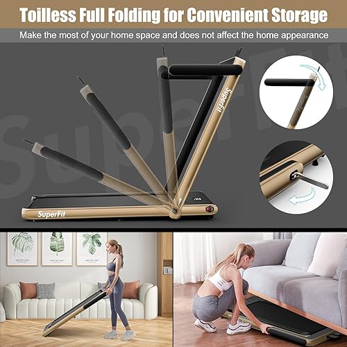 Miniatura 4 de Goplus 2 in 1 Folding Treadmill, 2.25HP Superfit Under Desk Electric Treadmill, Installation-Free with Remote Control, APP Control and LED Display,