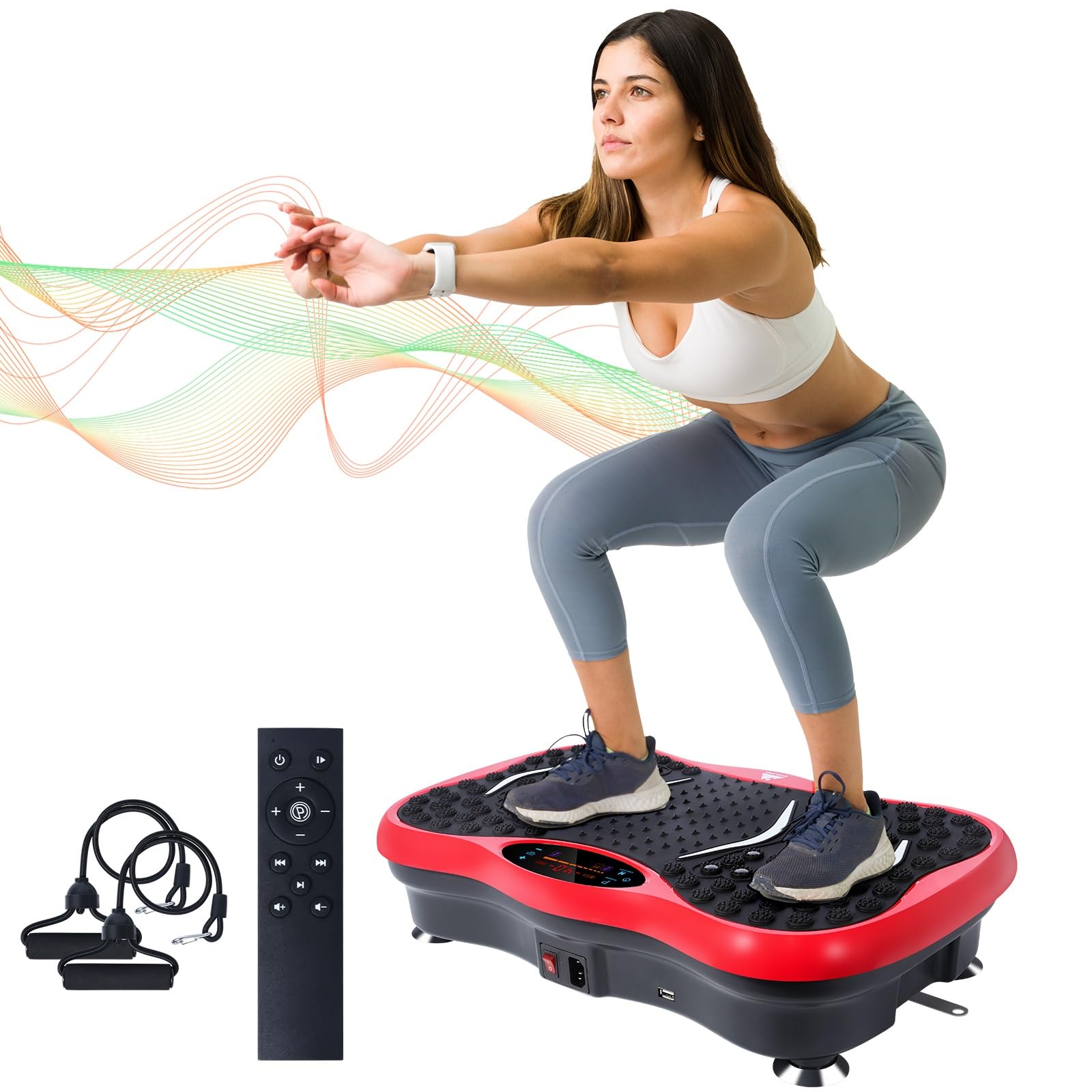 Vibration Plate Exercise Machine Full Body Vibration Platform for Lymphatic Drainage 99 Speed Levels 5 Workout Modes Resistance