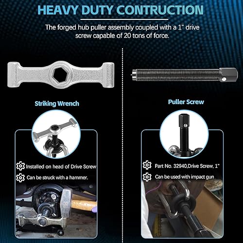 Miniatura 4 de Sunluway 7394 tirador de buje universal, extractor de tambor de freno, herramienta de extracción de cubo de rueda resistente