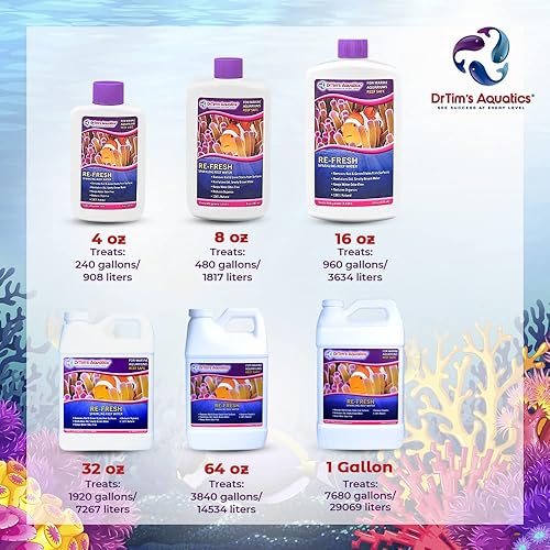 Miniatura 5 de DrTim's Aquatics Re-Fresh para acuarios de arrecife  100% natural desinfectante y revitalizador para peceras solución acondicionadora agua fresca,