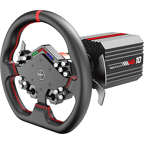 PXN VD10 + W DS R2 Racing Wheel Bundle - VD10 Direct Drive Base with W DS R2 Gaming Steering Wheel, 10Nm Force Feedback, Professional Servo Motor - Sim Racing Set for PC Windows